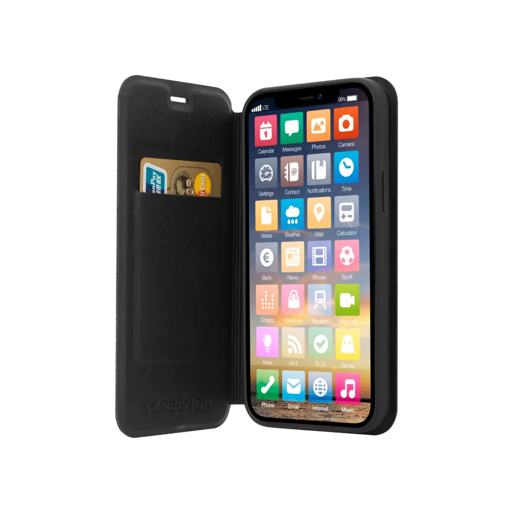 Screenor Clever MagSafe iPhone 16 Pro Max Flip Case, Black