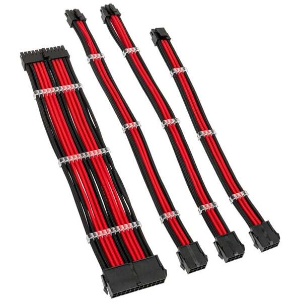 Kolink Core Standard Braided Cable Extension Kit, Jet Black/Racing Red