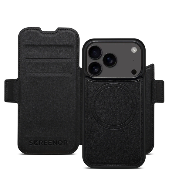 Screenor First 2-in-1, iPhone 17 Pro, MagSafe - wallet case, Black
