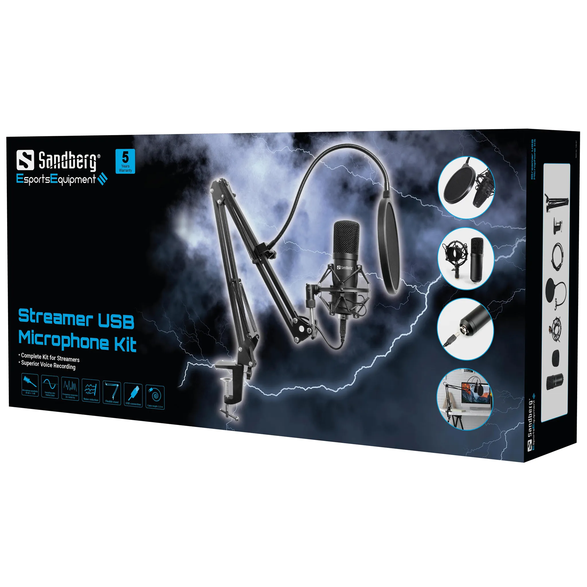 Sandberg Streamer USB - microphone kit, black