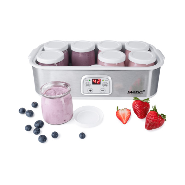 Steba JM 3 Yogurt Maker, 1.4 L, 8 Jars, Stainless Steel/White