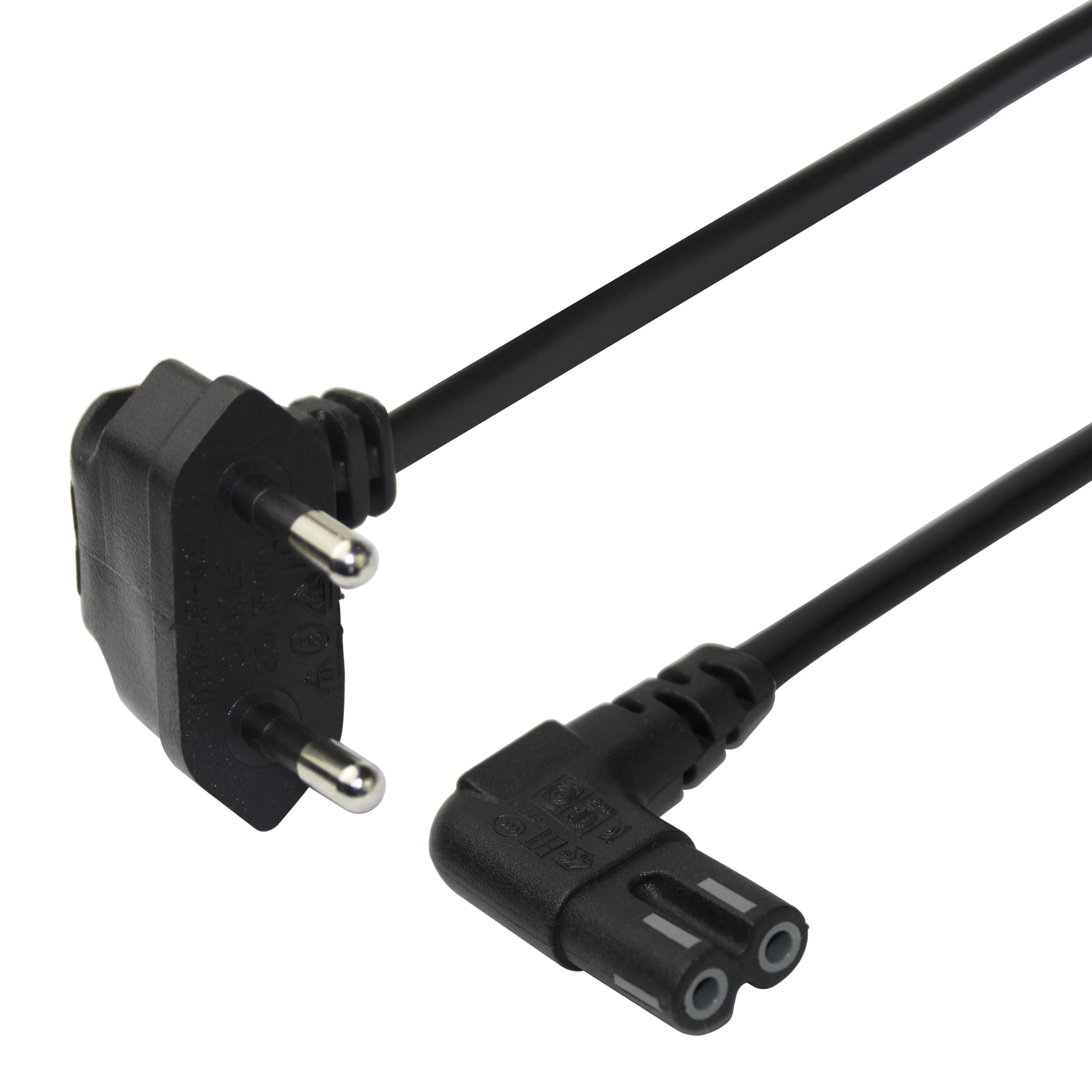 Deltaco CEE 7/16 - C7 angled - power cord, Black, 1.5m