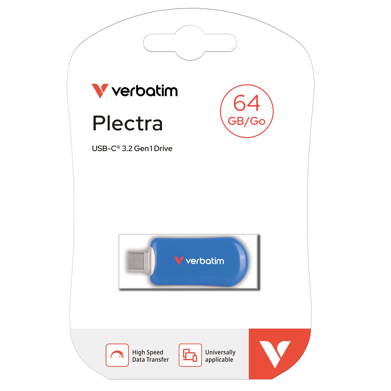 Verbatim Plectra USB-C Flash Drive Blue 64GB 64GB USB-C 3.2 Gen 1x1 - memory stick, Blue