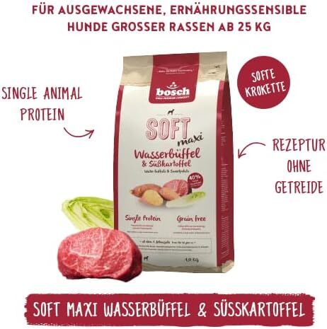 Bosch SOFT Maxi Water Buffalo & Sweet Potato, Koiran kuivaruoka, Adult, 12,5 kg