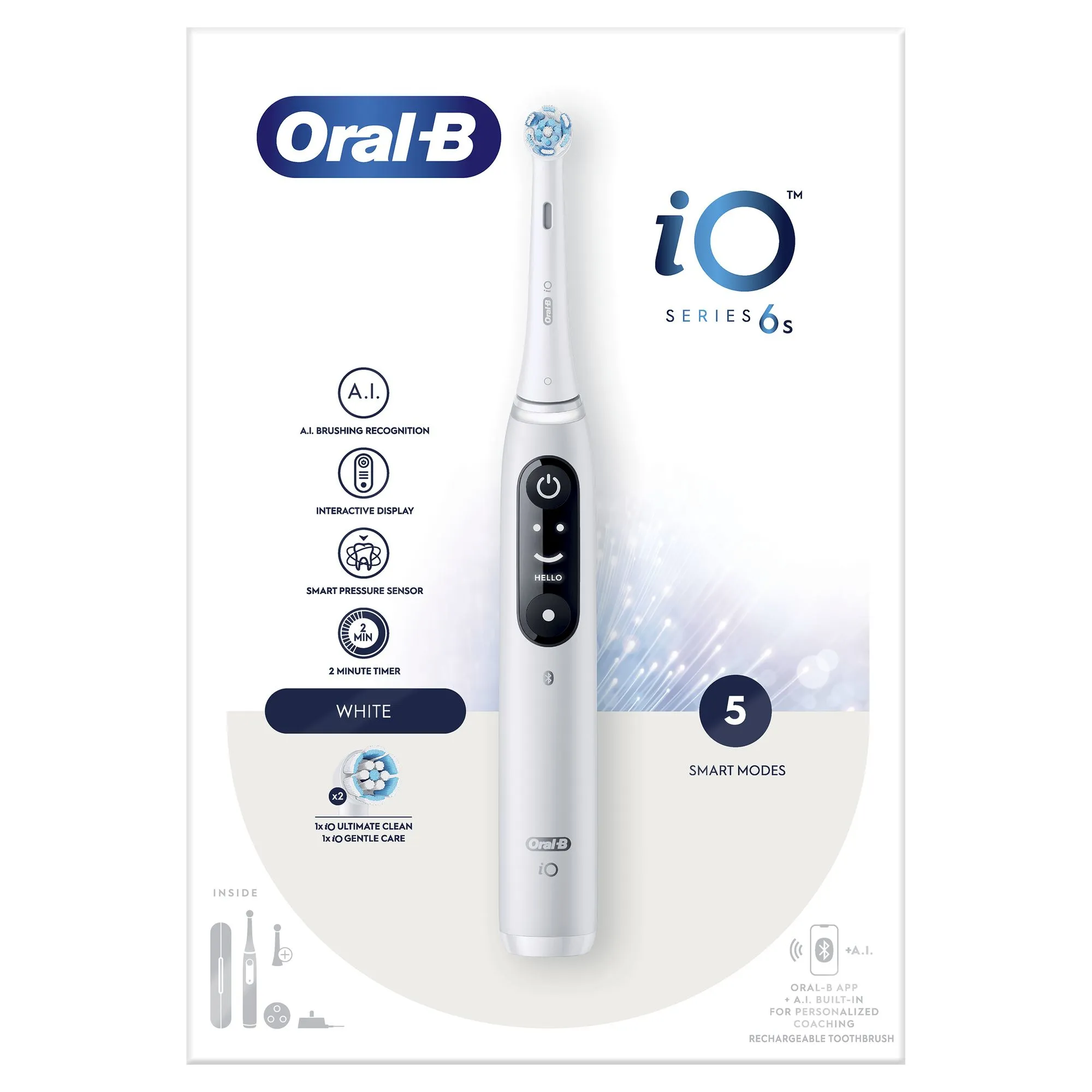 Oral-B iO Series 6S -s&auml;hk&ouml;hammasharja, valkoinen