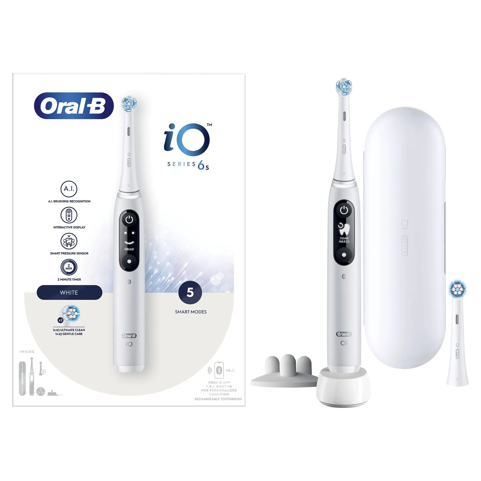 Oral-B iO Series 6S -s&auml;hk&ouml;hammasharja, valkoinen
