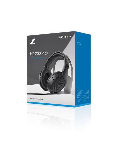 Sennheiser HD 200 PRO over-ear h&ouml;rlurar med 6,3 mm adapter, svart