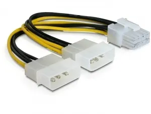 DELTACO adapterkabel, 2xMolex 4-pin till 8-pin PCI-Express, 30 cm