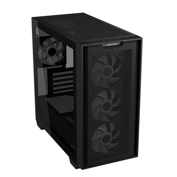 ASUS A21 PLUS TG ARGB Midi-Tower Case with window and RGB lighting, Black