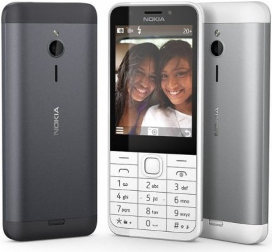 Nokia 230 - Matkapuhelin - microSDHC slot - GSM - 320 x 240 pikseli&auml; - 2 MP (2 MP front camera) - hopea