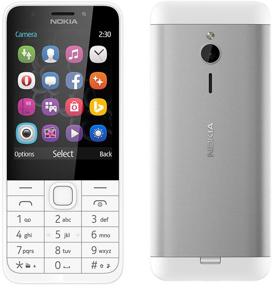 Nokia 230 - Matkapuhelin - microSDHC slot - GSM - 320 x 240 pikseli&auml; - 2 MP (2 MP front camera) - hopea
