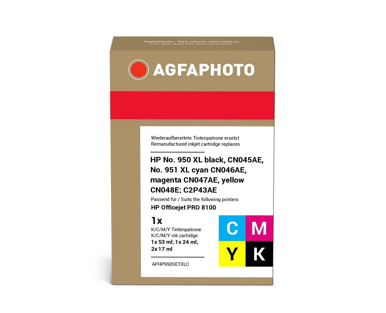 AgfaPhoto APHP950SETXLC-mustekasettipakkaus, musta, syaani, magenta, keltainen, 4 kpl