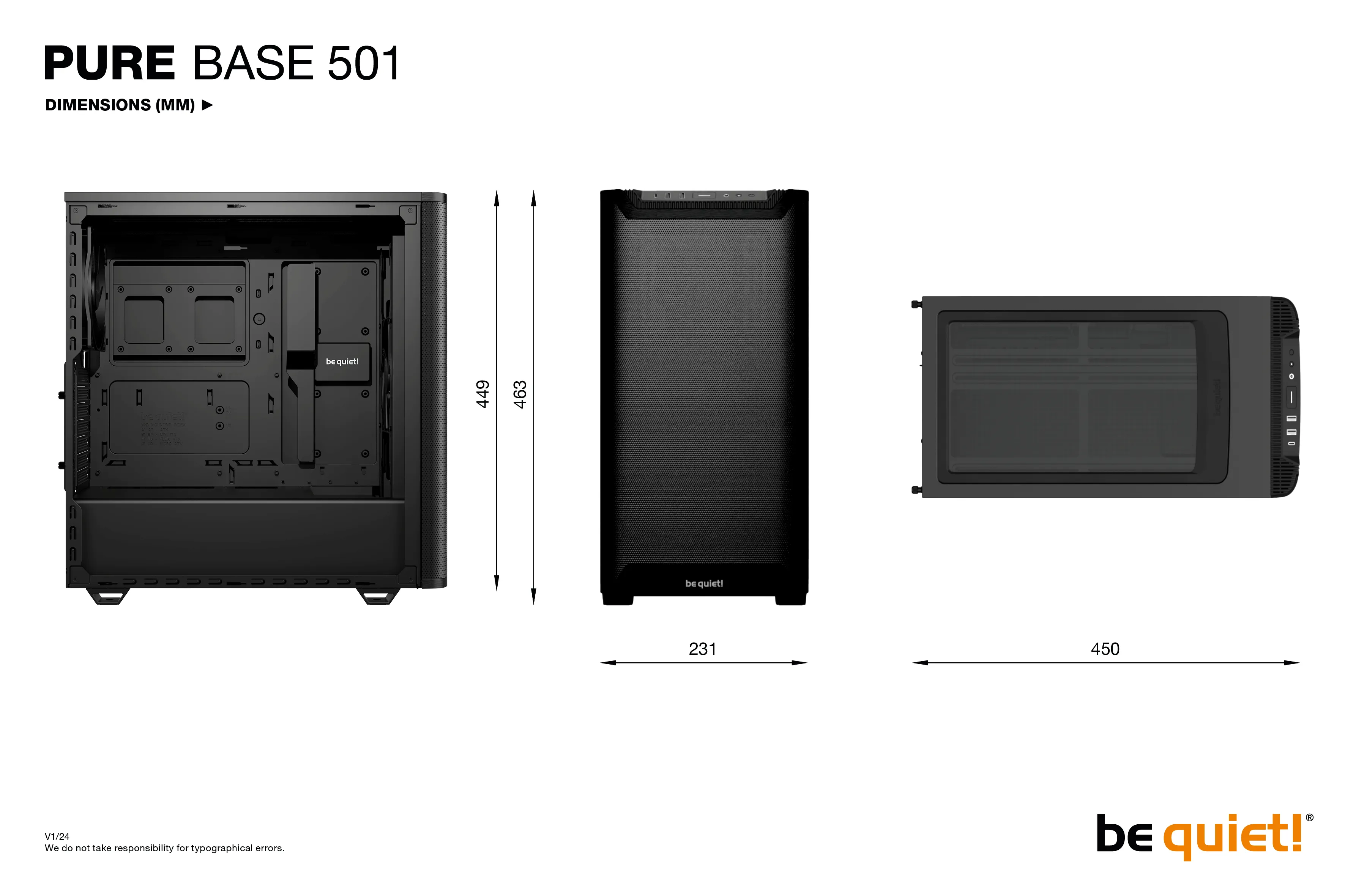 be quiet! Pure Base 501 Airflow - midi chassi, f&ouml;nster, svart