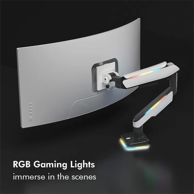Logilink Gaming RGB Single Gas Spring - monitor arm, White, 17-49&quot;, 20kg