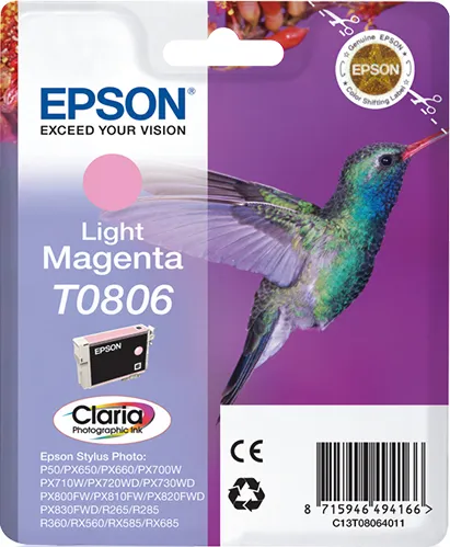 EPSON T0806-mustekasetti, 7.4 ml, vaalean magenta