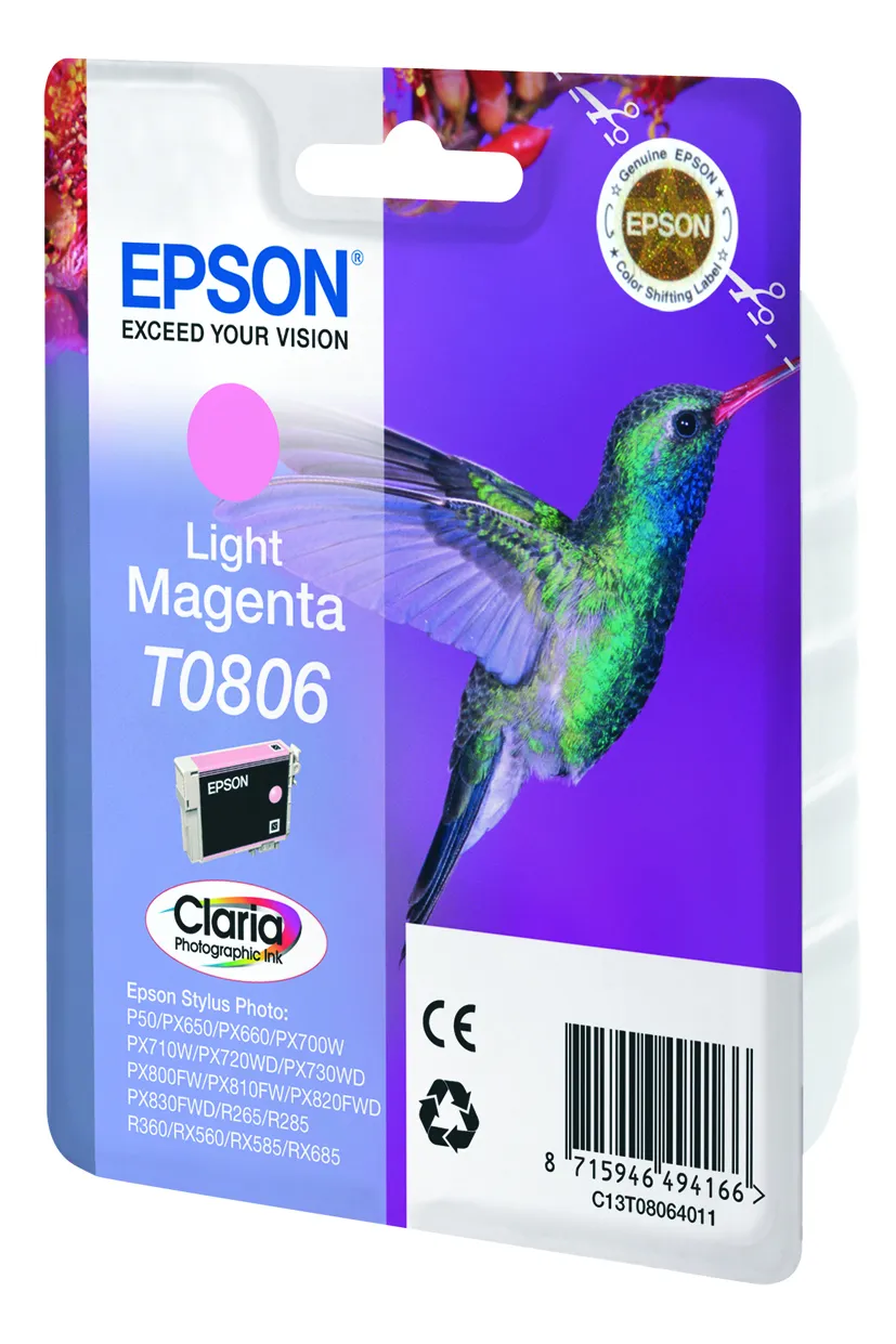 EPSON T0806-mustekasetti, 7.4 ml, vaalean magenta