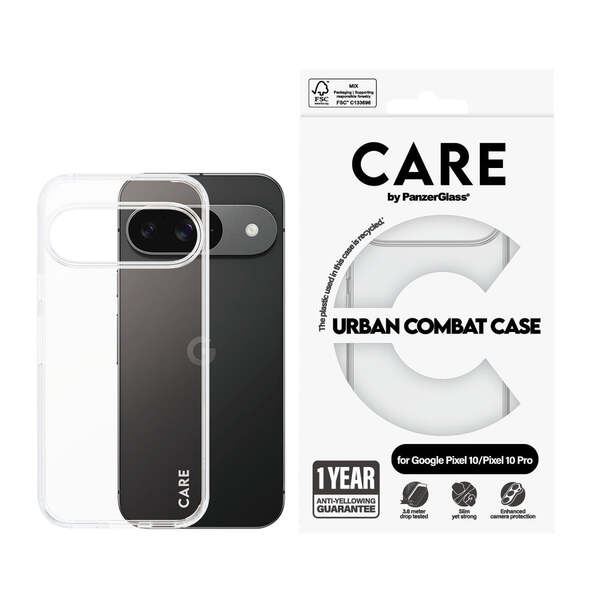 Panzerglass CARE Flagship Case Transparent Urban Combat w. Clear Frame Google Pixel 10 / 10 PRO