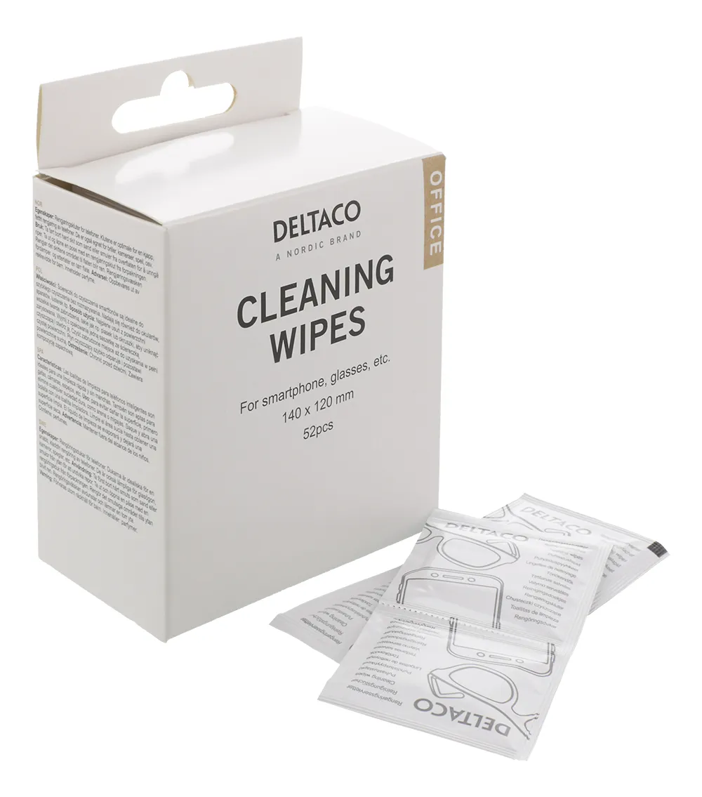 DELTACO Cleaning wipes for glass, 52pcs