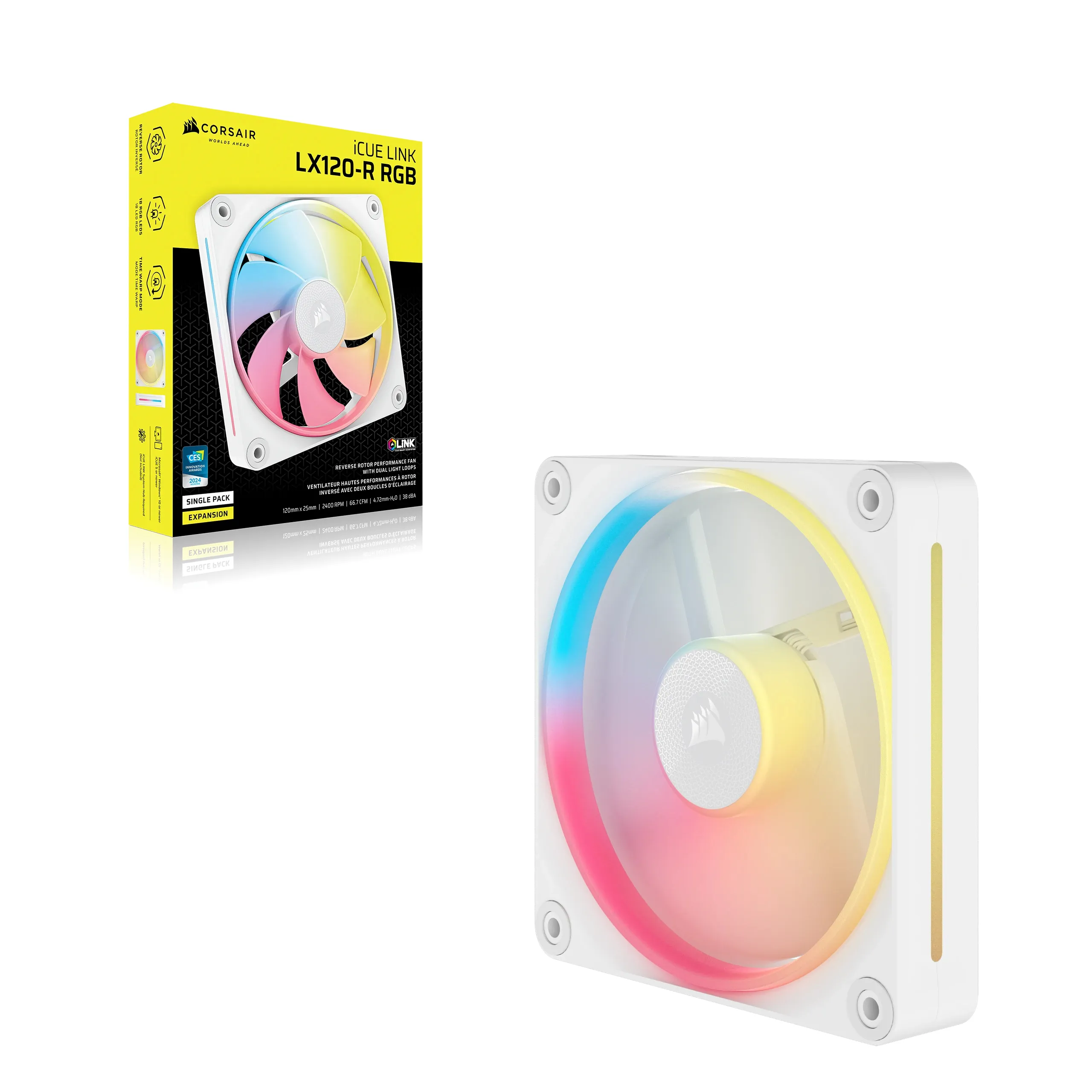 CORSAIR iCUE LINK LX120-R RGB, 120mm, White