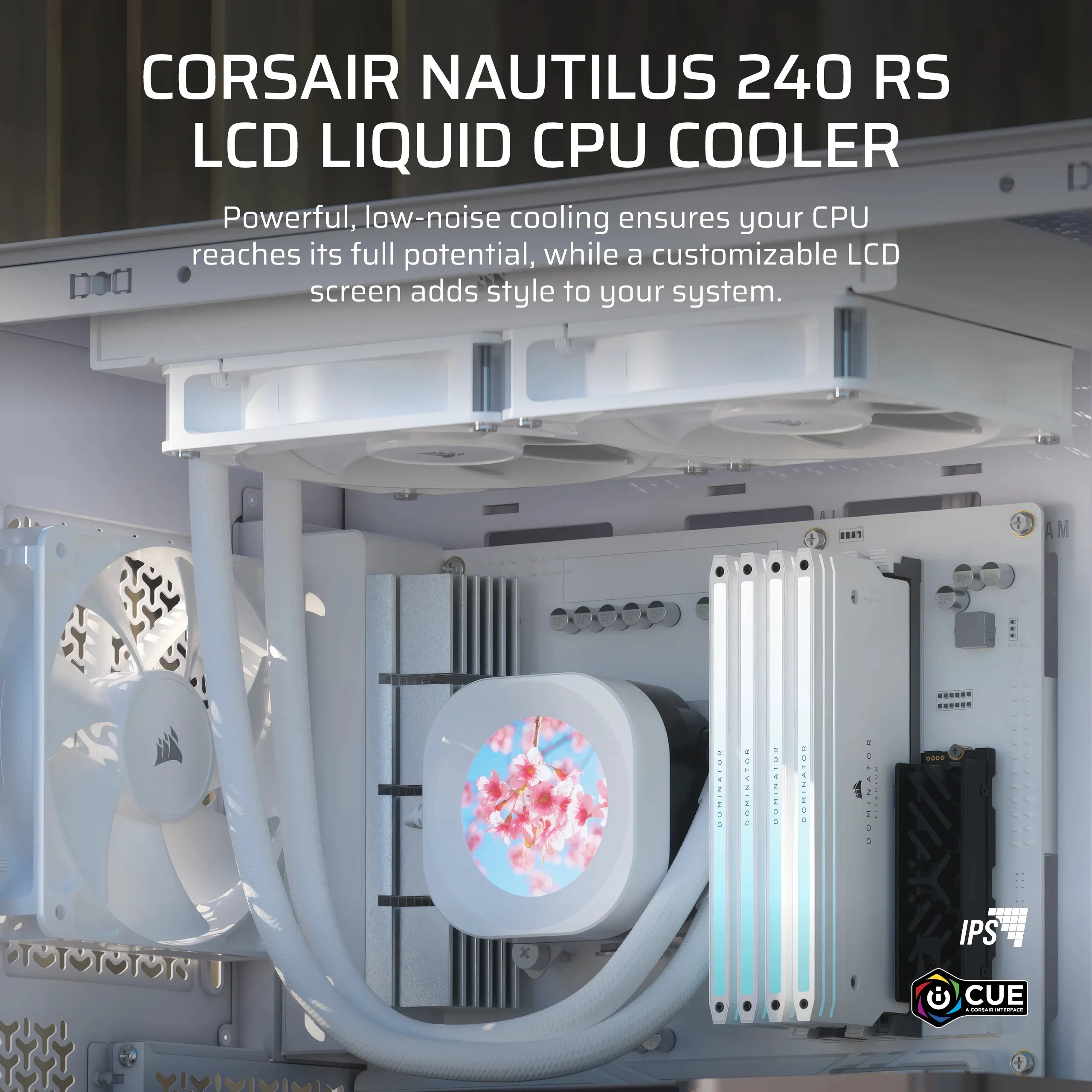 Corsair Nautilus 240 RS LCD 240mm v&auml;tskekylare, vit