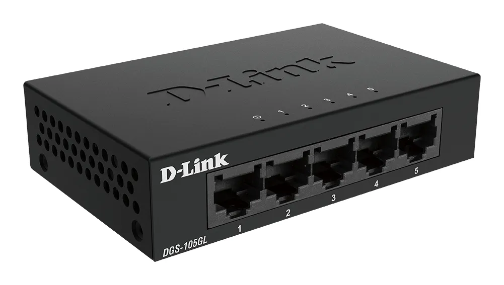 D-Link 5-Port Gigabit Ethernet Metal Housing Unmanaged Light Switch