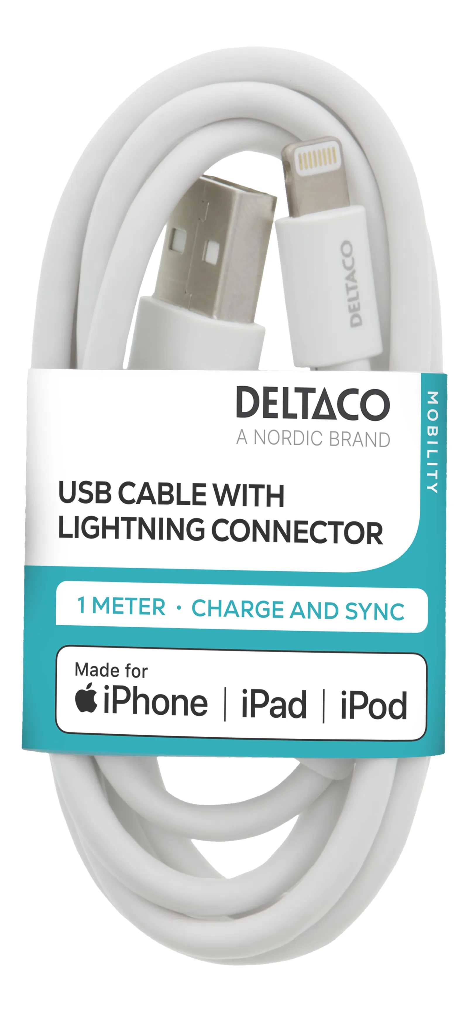 DELTACO USB A - Lightning cable, 10 pcs, MFi, 1 m, refill for display
