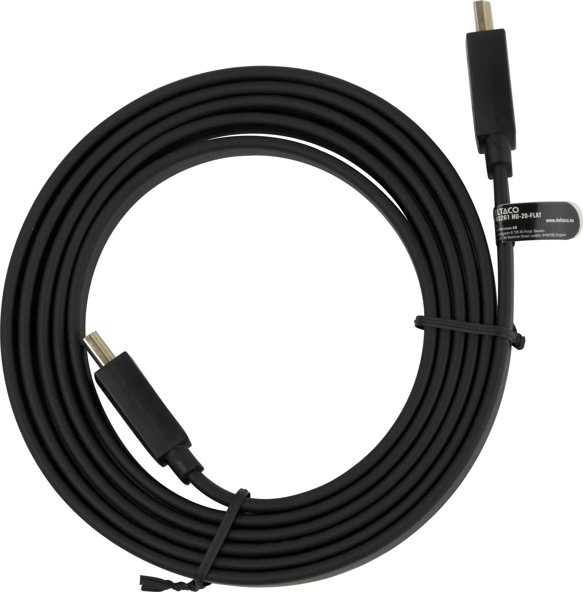 Deltaco HDMI 2.1 Flat - kabel, Svart, 2m