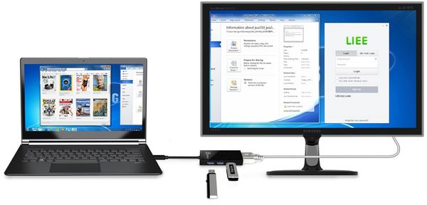 J5 Create JUH410, USB 3.0 - VGA-sovitin, sis.rak 3-portinen hubi, m