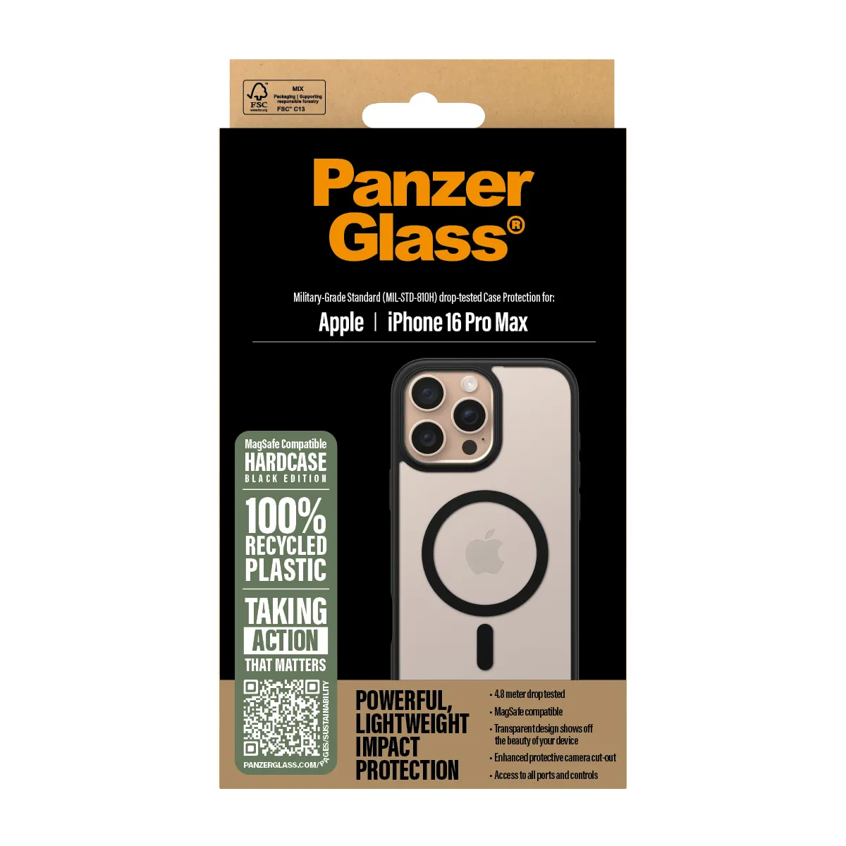 PanzerGlass iPhone 16 Pro HardCase MagSafe -suojakuori, Musta