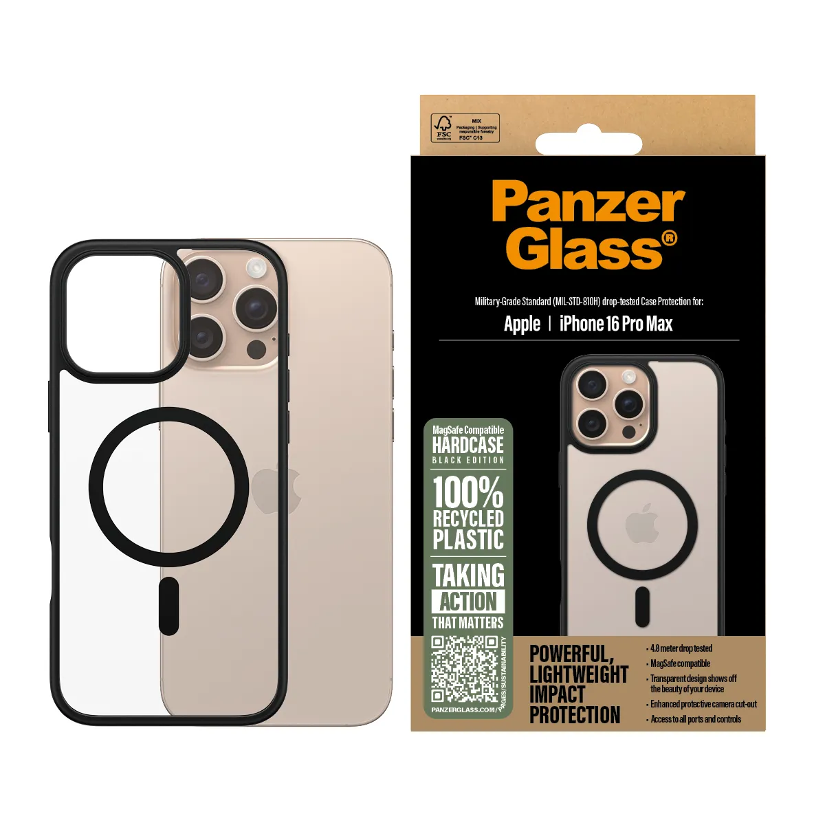 PanzerGlass iPhone 16 Pro HardCase MagSafe -suojakuori, Musta