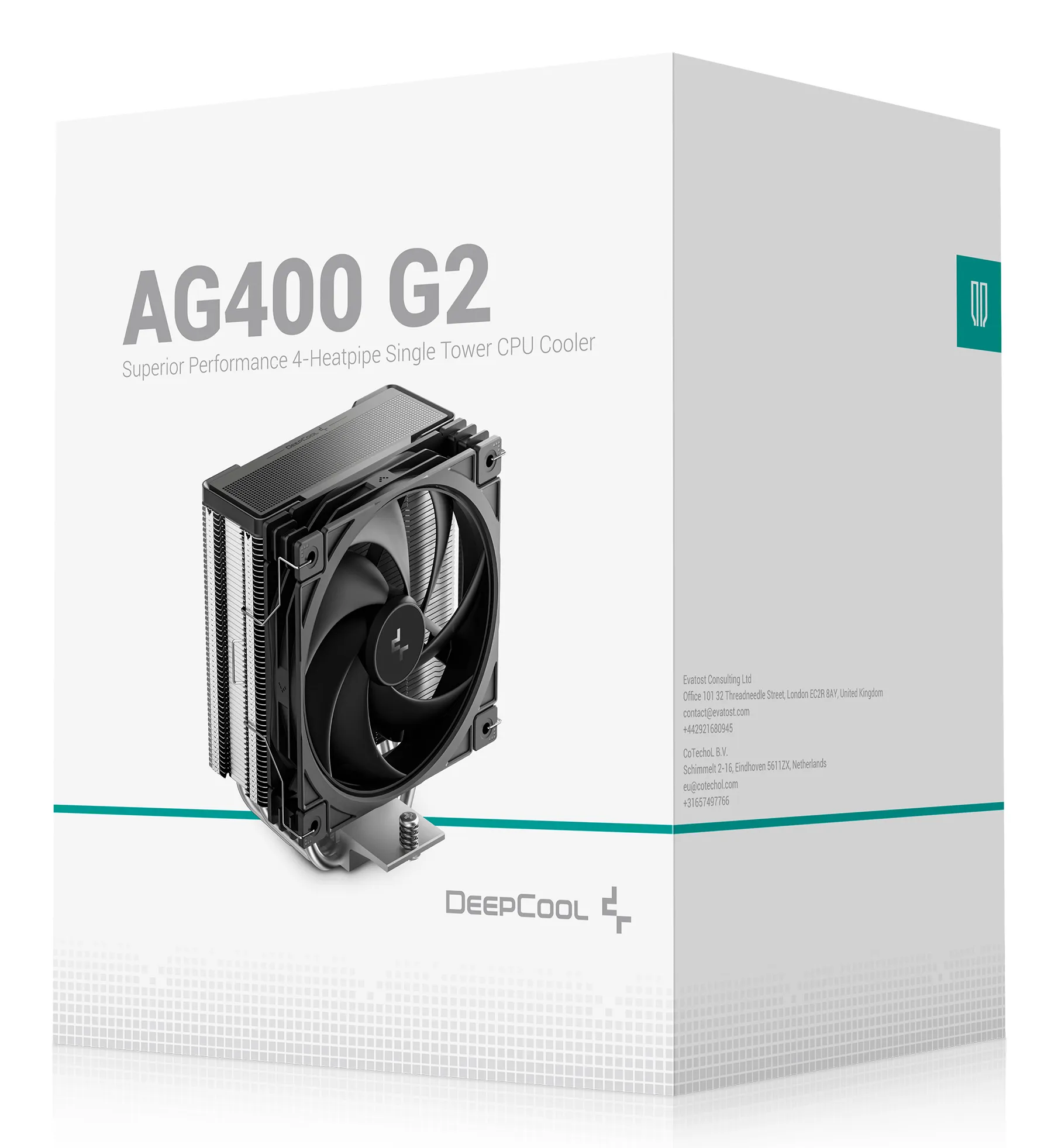 DeepCool AG400 G2 Processor Air Cooler - Black - 120 mm - 4 Heat Pipes