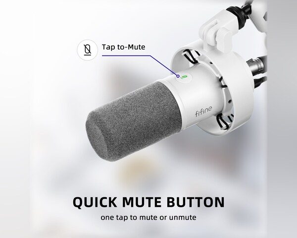 FIFINE T688W, USB-C, XLR, dynamisk mikrofon, vit