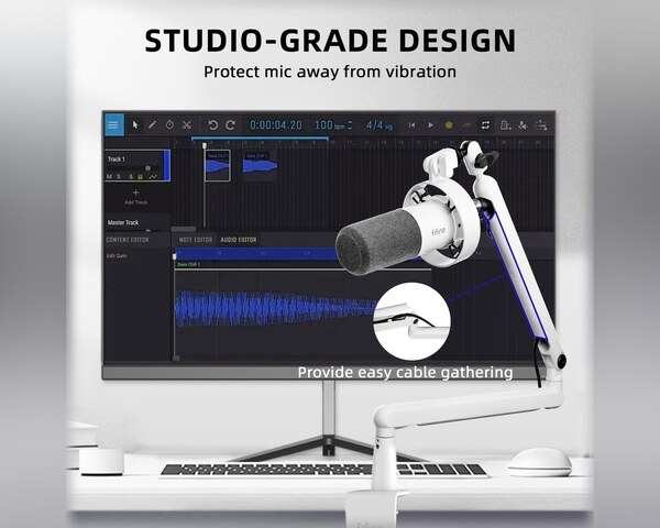 FIFINE T688W, USB-C, XLR, dynamisk mikrofon, vit