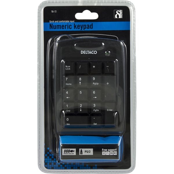 Deltaco numeron&auml;pp&auml;imist&ouml; EOL langallinen, USB