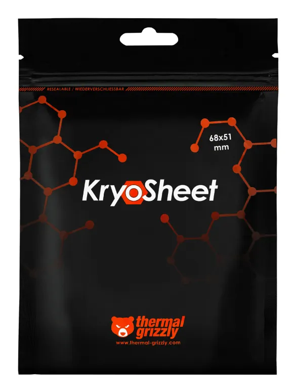 Thermal Grizzly KryoSheet TG-KS-68-51, 68 x 51 mm Thermal Pad, Anthracite
