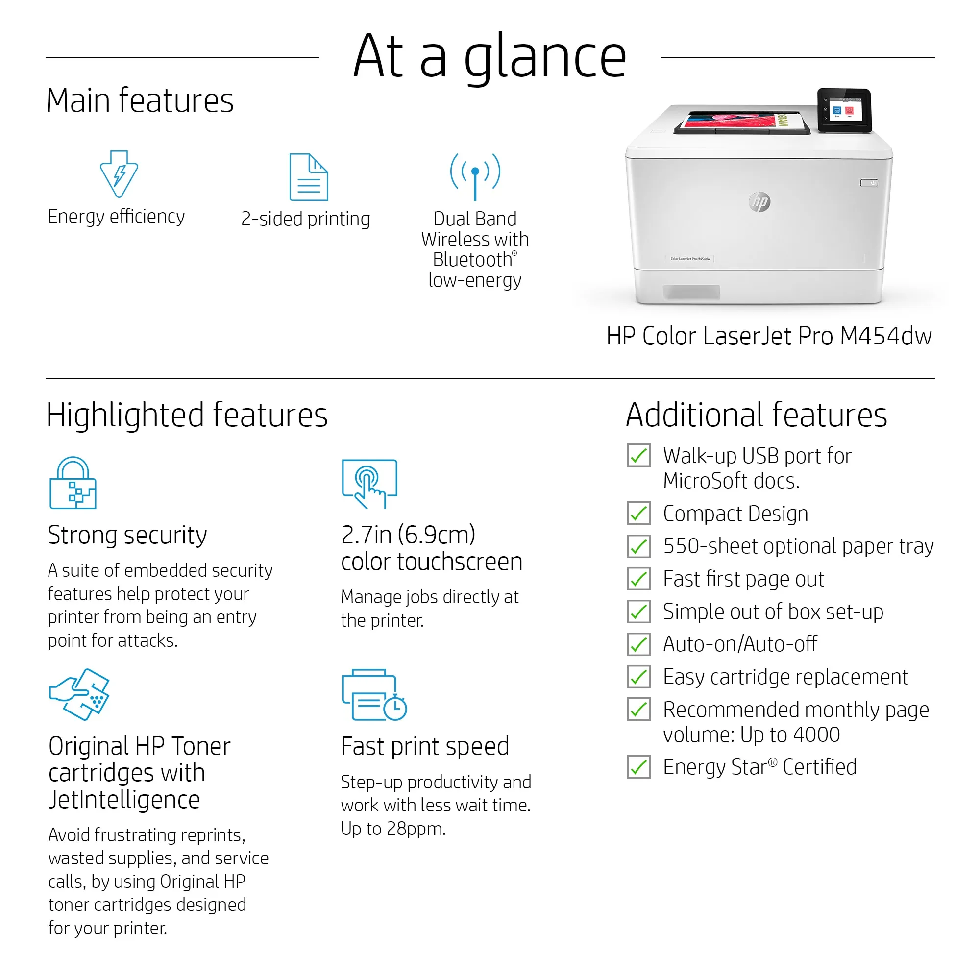 HP LaserJet Pro M454dn Duplex, LAN, A4 - f&auml;rglaserskrivare