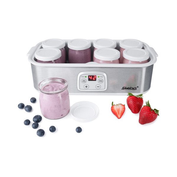 Steba JM 3 Yogurt Maker, 1.4 L, 8 Jars, Stainless Steel/White