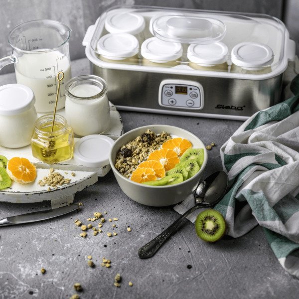 Steba JM 3 Yogurt Maker, 1.4 L, 8 Jars, Stainless Steel/White