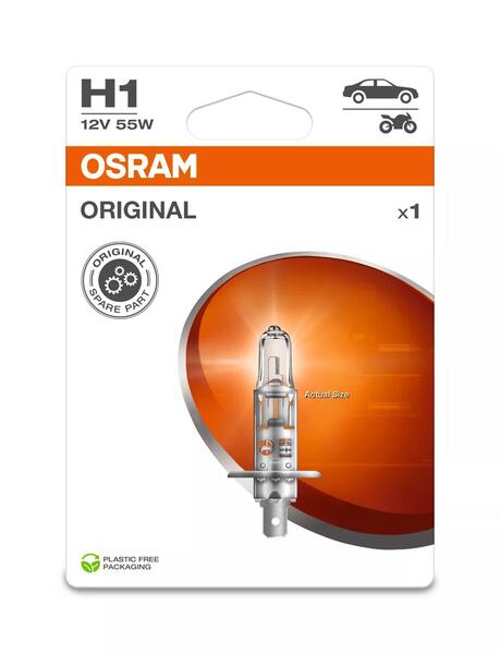OSRAM ORIGINAL LINE H1 55W 12V halogeeni ajovalon polttimo P14.5s