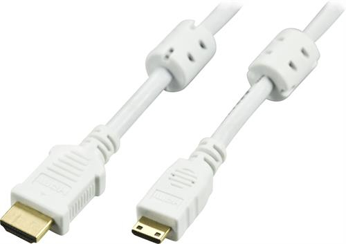 DELTACO HDMI-kaapeli, v1.4+Ethernet, 19-pin u-Mini u, 1080p, valk, 3m