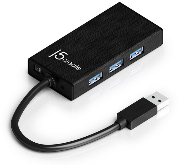 J5 Create JUH410, USB 3.0 - VGA-sovitin, sis.rak 3-portinen hubi, m