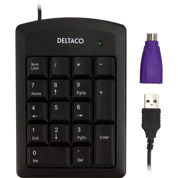 Deltaco numeron&auml;pp&auml;imist&ouml; EOL langallinen, USB