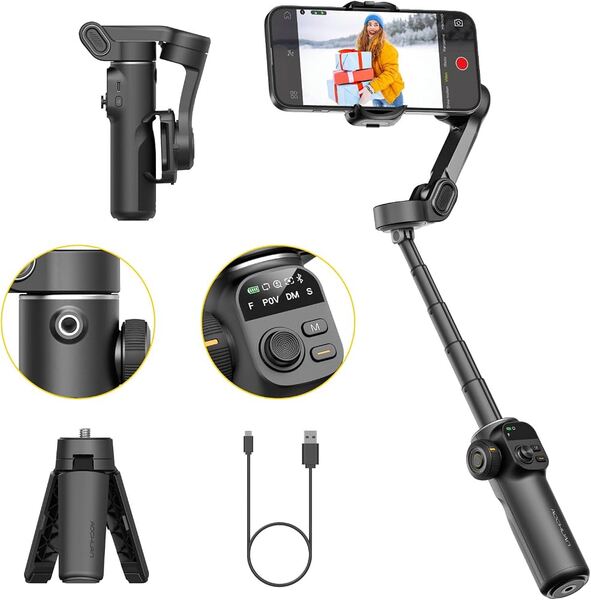 AOCHUAN X2 AI Sensor - 3-axis smartphone gimbal, Black