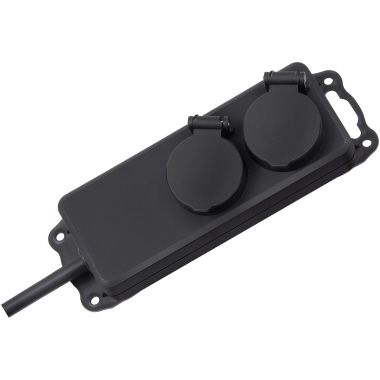 Brennenstuhl jatkojohto 2xCEE 7/4, 1xCEE 7/7, IP 44, 2m kaapeli, musta