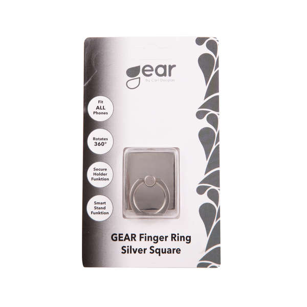 GEAR MobilRing   Silver Metal Shine Roterande Fingerh&aring;llare med St&auml;llfunktion