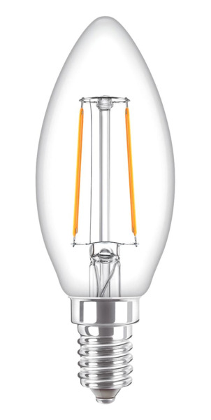 Philips LED-filament B35 kronljus E14 2 W (25 W) 250 lm 2700 K Klar 2-pack