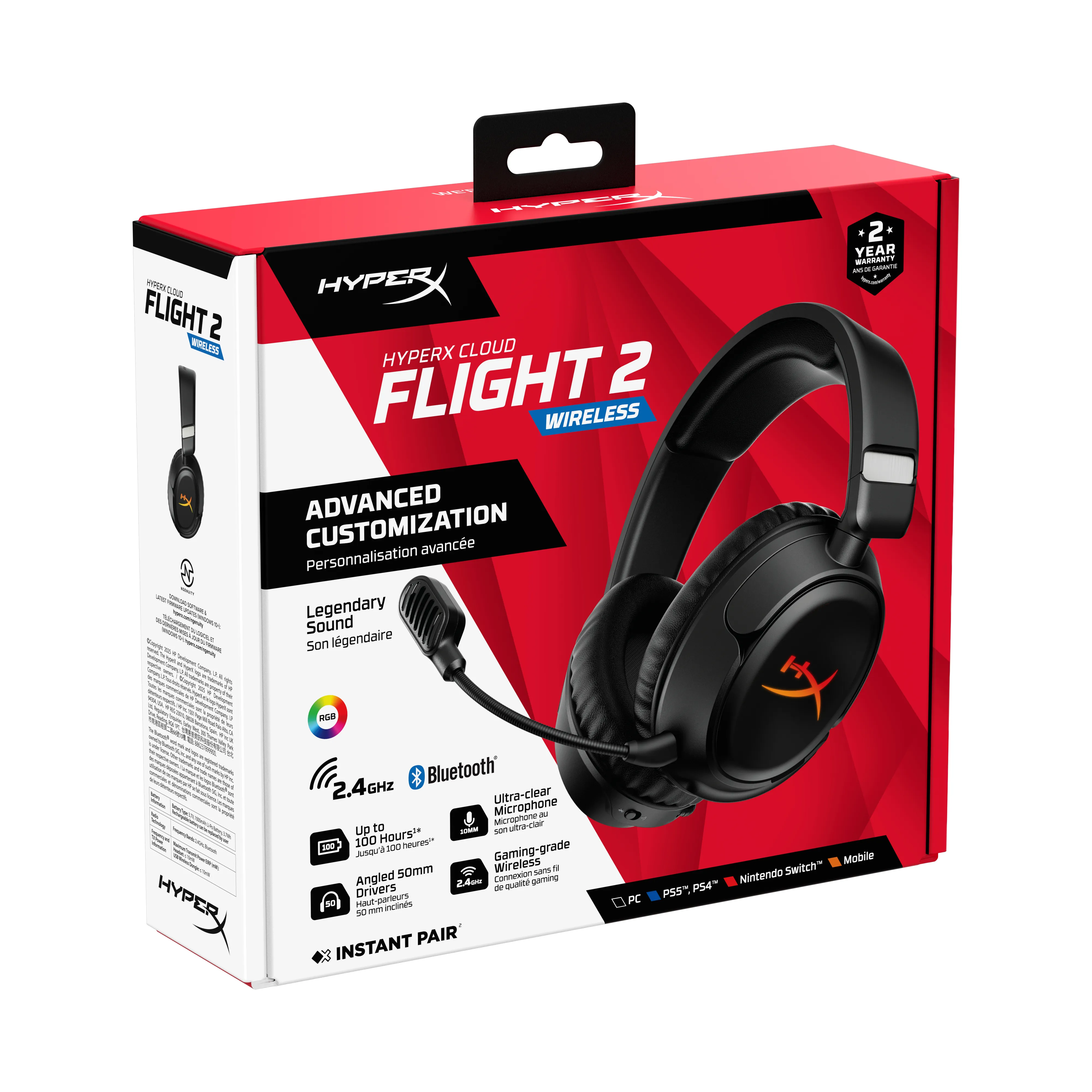 HyperX Cloud Flight 2 Wireless Gaming Headset, Black