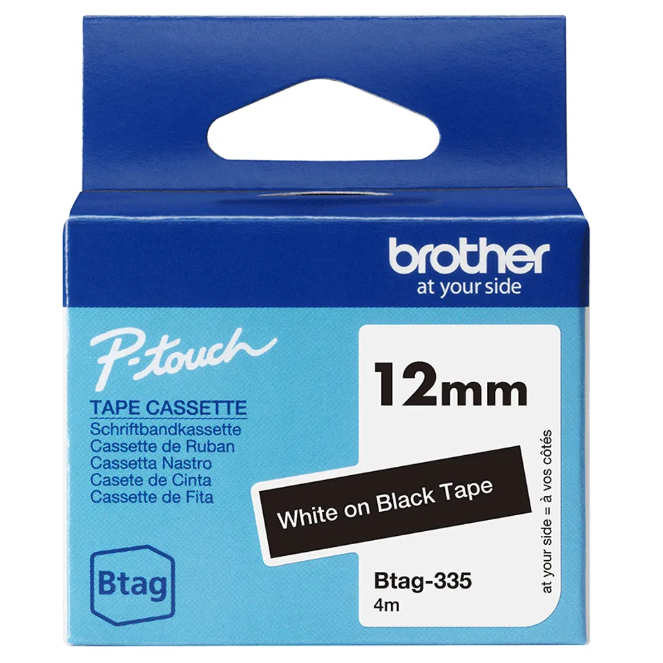 BTAG-335 12mm White on black tape