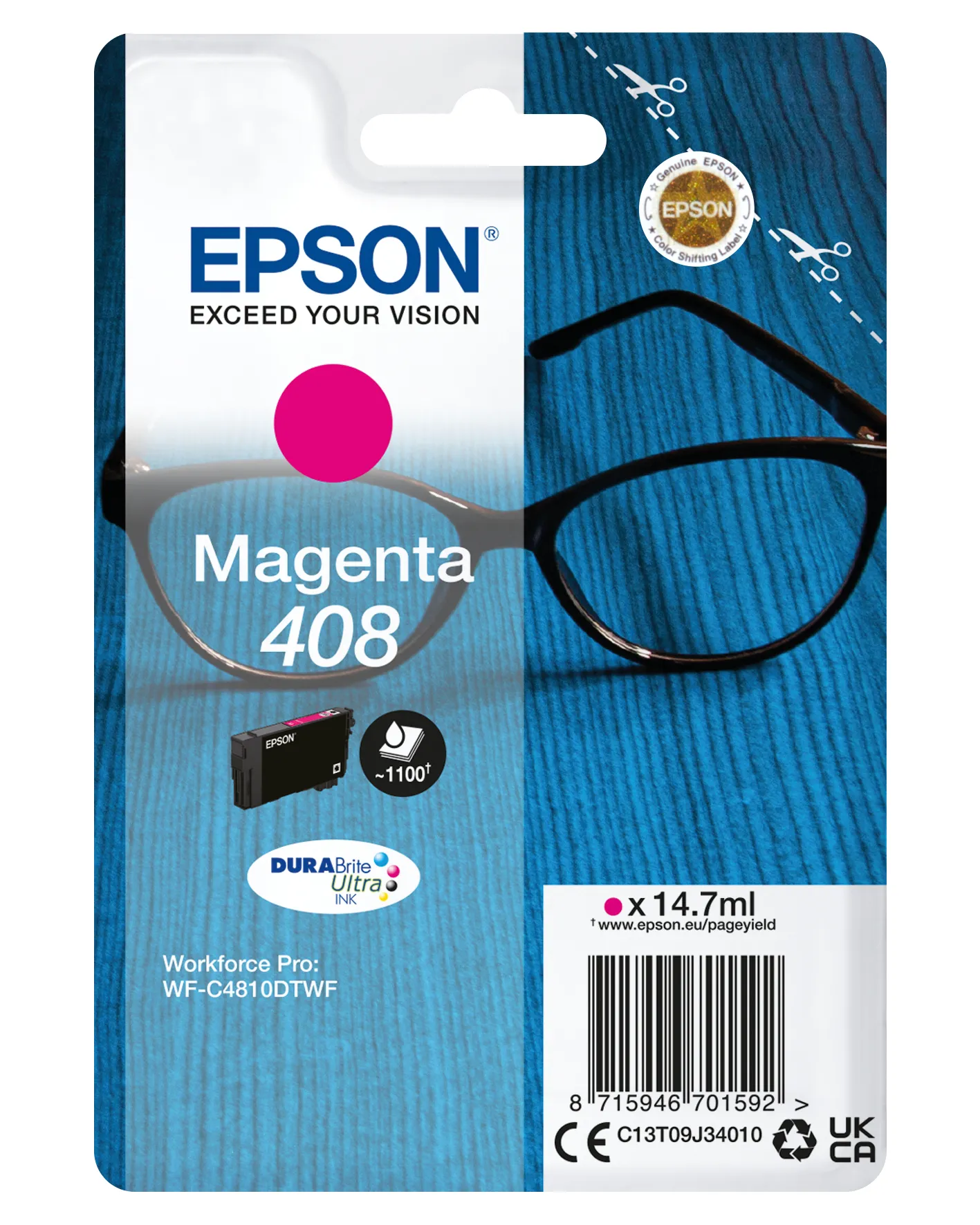 Epson 408 XL bl&auml;ckpatron, 14.7 ml, magenta