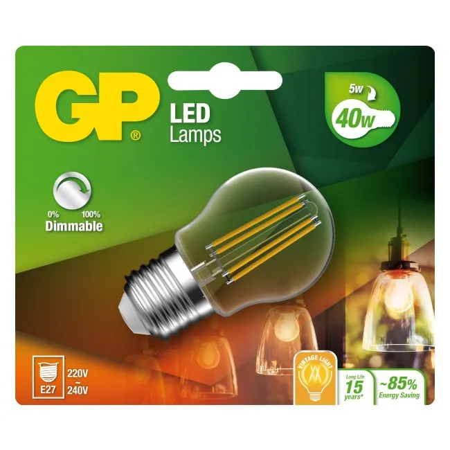 GP LED Lamp Filament Mini Globe, E27, DIM, 4,2W (40W), 470lm